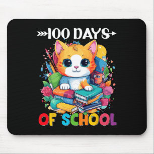 Day Of School Cute Cat Kitty Gifts 100 Days Smarte Mouse Pad