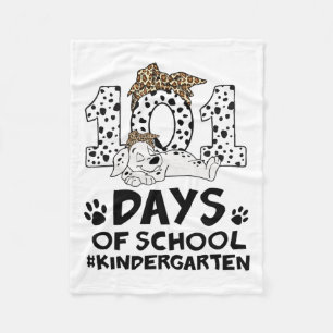 Day Of School Dalmatian Dog 100 Days Of Kindergart Fleece Blanket