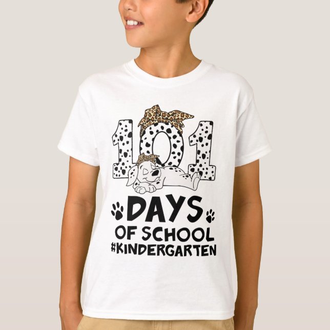 Day Of School Dalmatian Dog 100 Days Of Kindergart T-Shirt (Front)