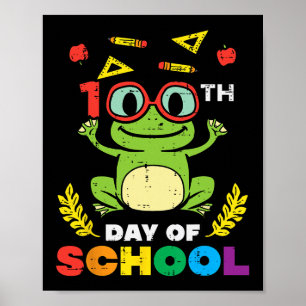 Day Of School Frog 100 Days Smarter Teacher Kids G Poster