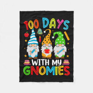 Day Of School Gnome Teachers Students 100 Days Sma Fleece Blanket
