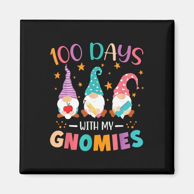 Day Of School Gnome Teachers Students 100 Days Sma Magnet (Front)