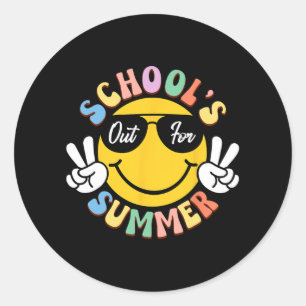 Day Of School Graduation Groovy Schools Out For Su Classic Round Sticker