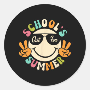 Day Of School Graduation Groovy Schools Out For Su Classic Round Sticker