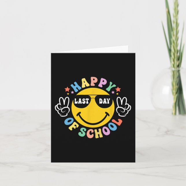 Day Of School Graduation Groovy Schools Student Te Card (Front)