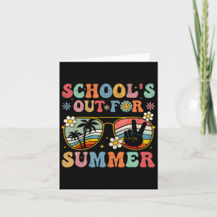 Day Of School Groovy School's Out For Summer Teach Card