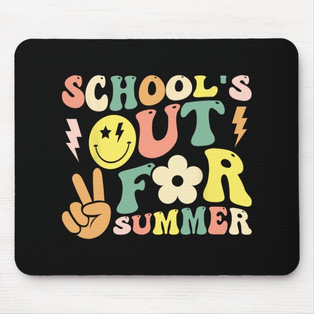 Day Of School Groovy Schools Out For Summer Teache Mouse Pad (Front)