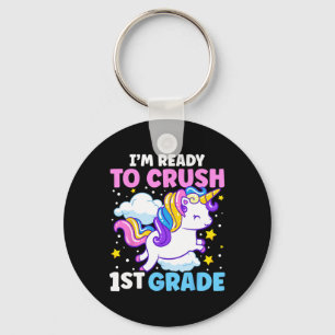Day Of School I'm Ready To Crush 1st Grade Unicorn Key Ring