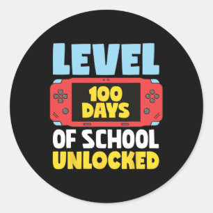 Day Of School Kids Level 100 Days Of School Unlock Classic Round Sticker