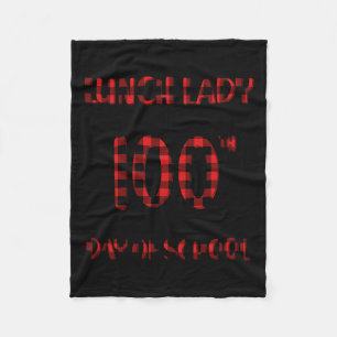 Day Of School Lunch Lady Typography Red Plaid Fleece Blanket