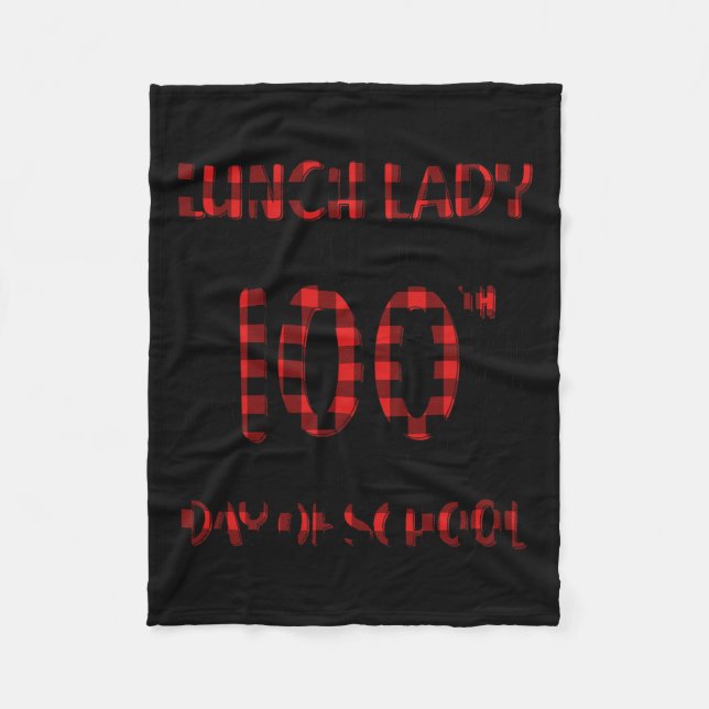 Day Of School Lunch Lady Typography Red Plaid  Fleece Blanket (Front)