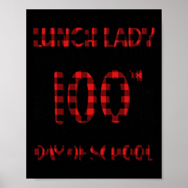 Day Of School Lunch Lady Typography Red Plaid  Poster (Front)
