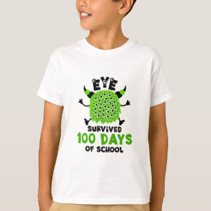 Day Of School Monster Boys Kids Eye Survived 100 D T-Shirt
