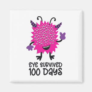 Day Of School Monster Girls Kids Eye Survived 100 Magnet