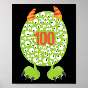 Day Of School Monster Happy 100 Days Kids Boy Poster