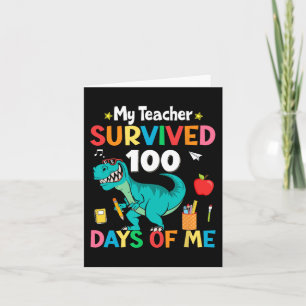 Day Of School My Teacher Survived 100 Days Boys Tr Card