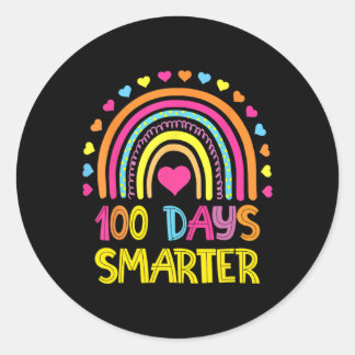 Day Of School Rainbow 100 Days Smarter Kindergarte Classic Round Sticker