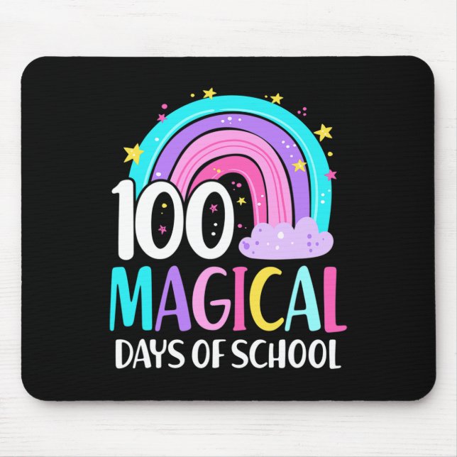 Day Of School Rainbow Magical 100 Days Of School  Mouse Pad (Front)