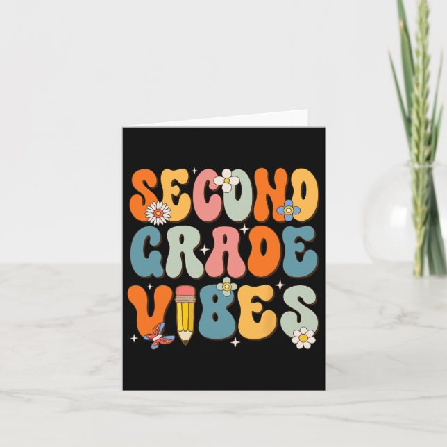 Day Of School Second Grade Vibes Back To School  Card (Front)