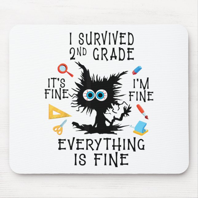 Day Of School Student Graduation I Survived 2nd Gr Mouse Pad (Front)