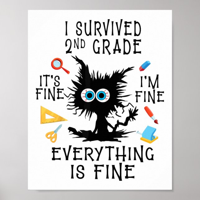 Day Of School Student Graduation I Survived 2nd Gr Poster (Front)