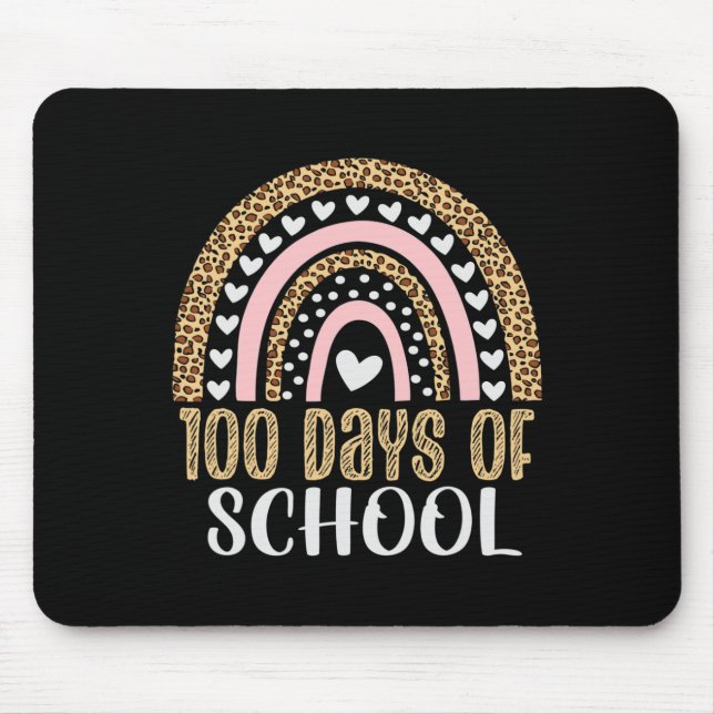 Day Of School Teacher 100 Days Rainbow Leopard Boh Mouse Pad (Front)