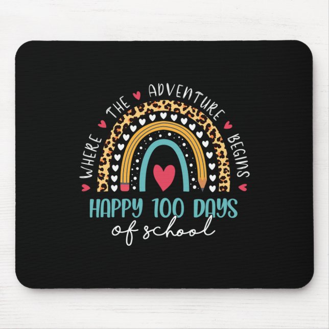 Day Of School Teacher 100 Days Rainbow Leopard Boh Mouse Pad (Front)