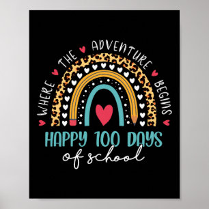 Day Of School Teacher 100 Days Rainbow Leopard Boh Poster