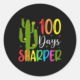 Day Of School Teacher - 100 Days Sharper Cactus  Classic Round Sticker