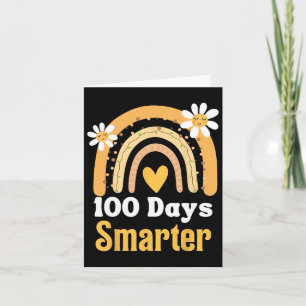 Day Of School Teacher 100 Days Smarter Boho Rainbo Card