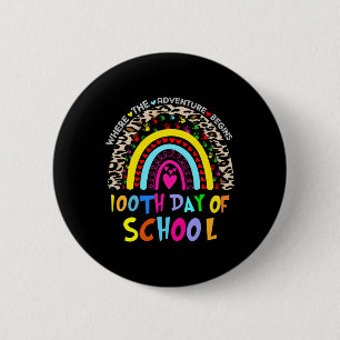 Day Of School Teacher 100 Days Smarter Rainbow 1 6 Cm Round Badge