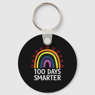 Day Of School Teacher 100 Days Smarter Rainbow 2  Key Ring