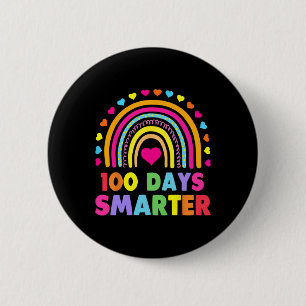 Day Of School Teacher - 100 Days Smarter Rainbow  6 Cm Round Badge