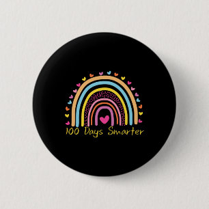 Day Of School Teacher 100 Days Smarter Rainbow  6 Cm Round Badge