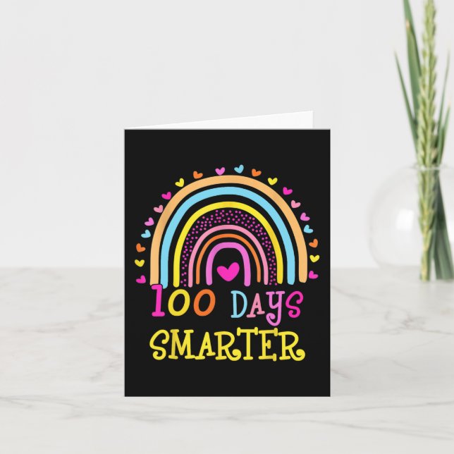 Day Of School Teacher 100 Days Smarter Rainbow  Card (Front)