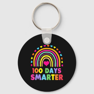 Day Of School Teacher - 100 Days Smarter Rainbow Key Ring