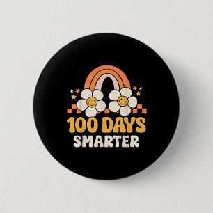 Day Of School Teacher 100 Days Smarter Rainbow Kid 6 Cm Round Badge
