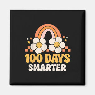 Day Of School Teacher 100 Days Smarter Rainbow Kid Magnet