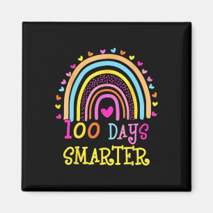 Day Of School Teacher 100 Days Smarter Rainbow  Magnet