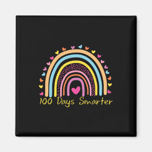Day Of School Teacher 100 Days Smarter Rainbow  Magnet