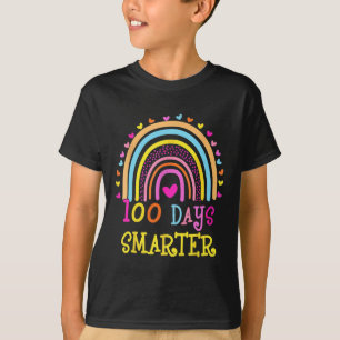 Day Of School Teacher 100 Days Smarter Rainbow T-Shirt