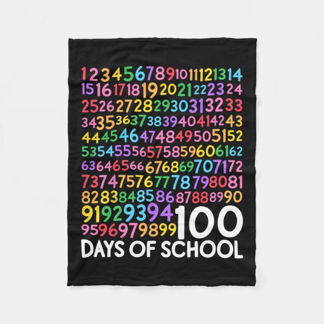 Day Of School Teacher Kids 100 Days Math Numbers  Fleece Blanket (Front)