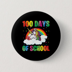 Day Of School Teacher Unicorn Kids 100 Days Rainbo 6 Cm Round Badge