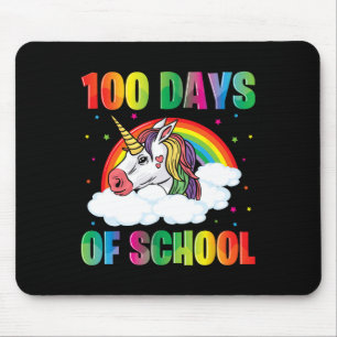 Day Of School Teacher Unicorn Kids 100 Days Rainbo Mouse Pad