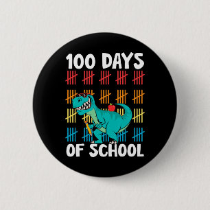 Day Of School Teachers Kids Boys Dino Happy 100 Da 6 Cm Round Badge