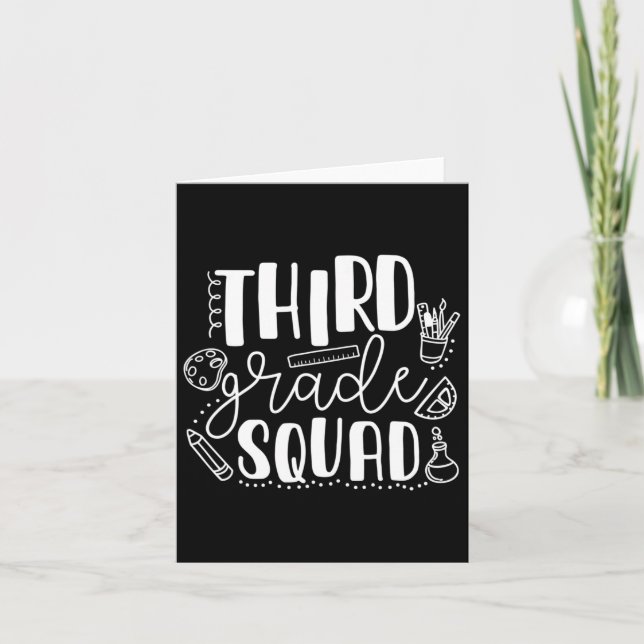 Day Of School Third Grade Squad Teacher  Card (Front)