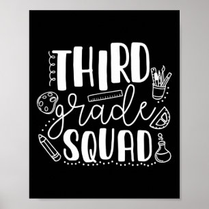 Day Of School Third Grade Squad Teacher  Poster