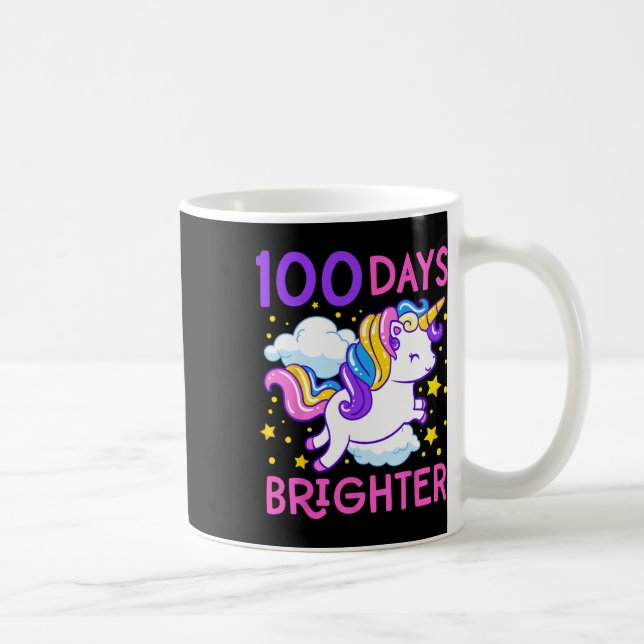 Day Of School Unicorn 100 Days Brighter Kindergart Coffee Mug (Right)