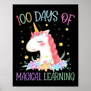 Day Of School Unicorn 100 Days Magical Learning Gi Poster