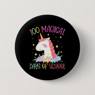 Day Of School Unicorn 100 Magical Days Girls Teach 6 Cm Round Badge